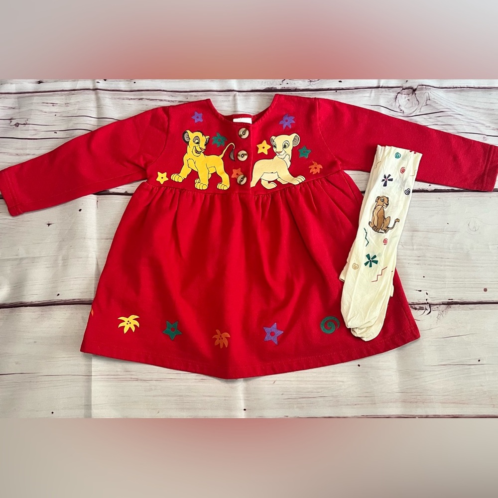 Vintage Disney The Lion King Simba & Nala Dress & Tights